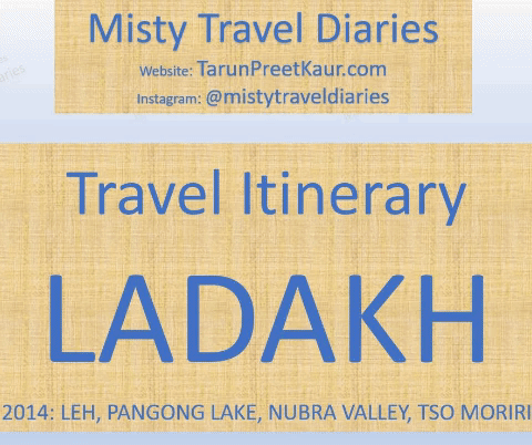 Itinerary Ladakh 2014